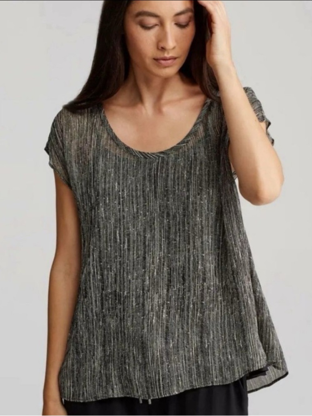 Eileen Fisher XL Crinkle Silk Firefly Print Blouse - Excellent Condition